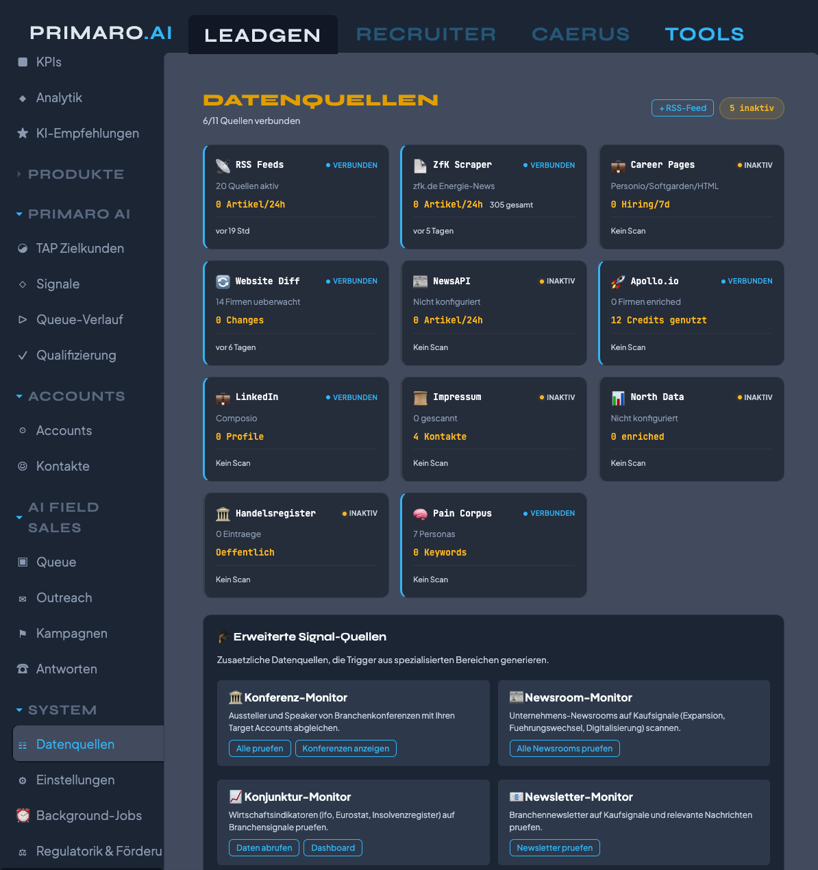 PRIMARO LEADGEN Dashboard